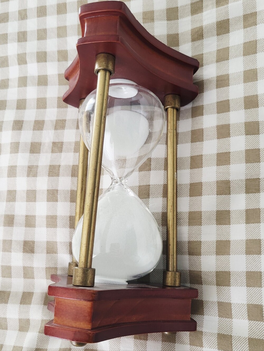 Wood and Brass Hourglass Sand Timer - White Sand - Picture 6 of 9